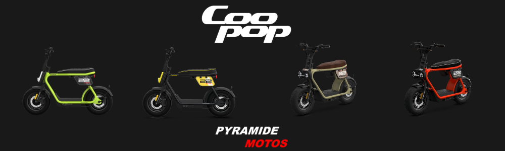 Marque scooter électrique COOPOP disponible chez Pyramide Motos concessions motos et quads à l'isle sur la sorgue dans la région du vaucluse à 20 minutes d'avignon